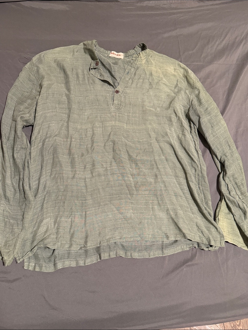 fabindia Sage Green Casual Button-Down Cotton Shirt